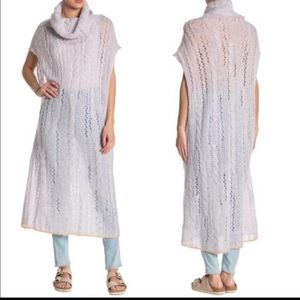 FREE PEOPLE PIROUETTE COWL NECK ALPACA WOOL SHORT SLEEVE TUNIC MAXI SWEA…